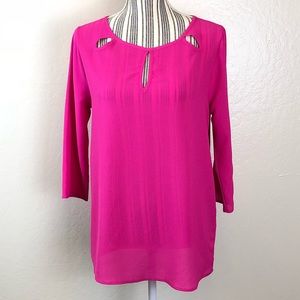 Stitch Fix Everly Hot Pink Blouse Top 3/4 Sleeves